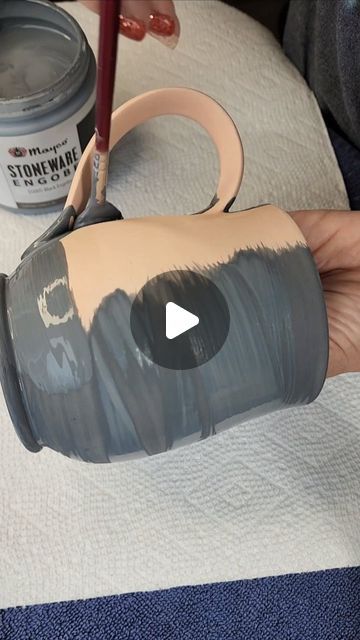 Amy Ruvolo on Instagram: "Paint a thistle mug with me💜 #mug #handpaintedpottery #coffeemug #pottery #ceramics #paintingvideo #paintingpottery #engobe  #seasonedpottery" Mayco Glaze Honeycomb, Glazed Coffee Mugs, Ceramic Paint Techniques, Glaze Mixes Ceramics, Big Mugs Ceramic, Engobe Pottery, Pottery Mug Handles, Pottery Painting Designs Mugs, Amaco Potters Choice Glaze Combinations