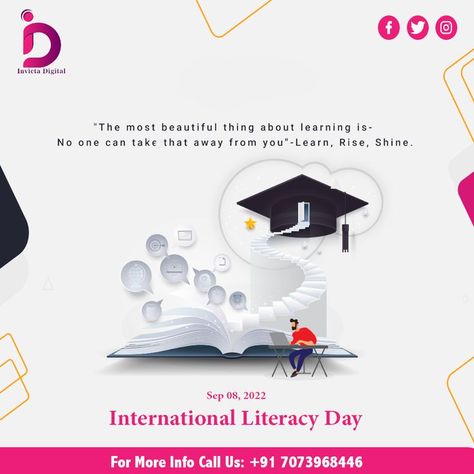 Literacy Day Creative Ads, World Literacy Day, International Literacy Day, Education Day, Literacy Day, Education For All, Today Is The Day, International Day, Creative Ads