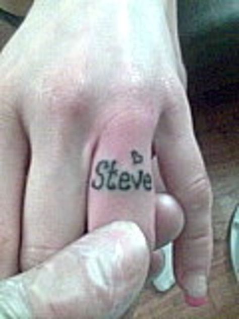 I wouldn't do his name, but thought it was funny that there is a 'Steve' tattoo out there.  :-) Celtic Wedding Ring Tattoo, Steve Tattoo, Ring Tattoo, Wedding Ring Tattoo, Ring Tattoos, Celtic Wedding Rings, Celtic Wedding, Bing Images, Tattoo Quotes