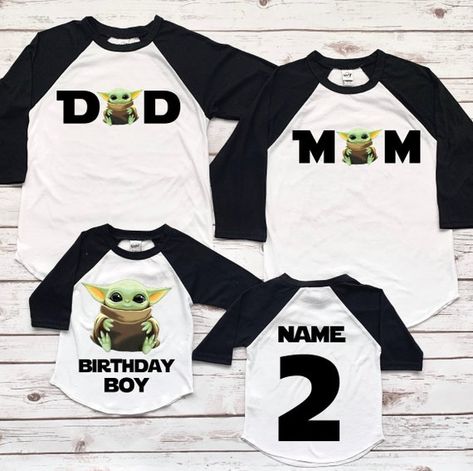 Personalized Baby Yoda Family Shirts, Baby Yoda Birthday Shirt Welcome to the Littlest Birthday Co, below is sizing and washing care instructions for our products. PLEASE REVIEW SHOP ANNOUNCEMENTS PRIOR TO PLACING YOUR ORDER. Custom orders and designs are available, send us a message! Turnaround Yoda Happy Birthday, Girls Star Wars Party, Baby Yoda Birthday, Star Wars Themed Birthday Party, Yoda Birthday, Yoda Party, Star Wars Baby Shower, Yoda Shirt, Baby Boy 1st Birthday Party