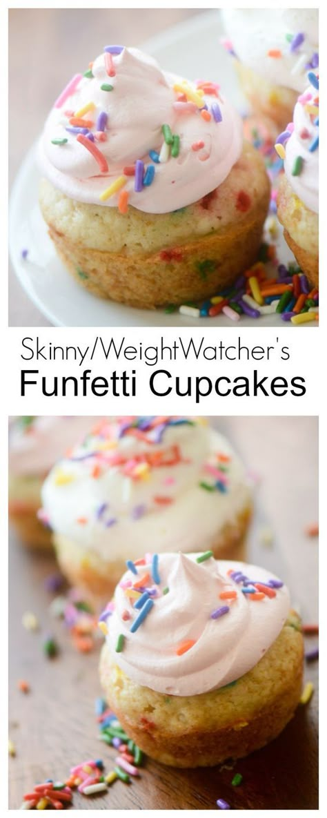 Ww Funfetti Cupcakes, Healthy Funfetti Cake, Ww Cupcakes, Weight Watchers Cupcakes, Funfetti Desserts, Light Cupcakes, Weight Watchers Cake, Cupcakes Funfetti, Weight Watcher Desserts