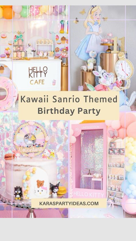 #myfirstshuffle!, Hello Kitty Sanrio Birthday Party Ideas, Kawaii Party Ideas Birthday, Kawaii Birthday Decorations, Sanrio Theme Birthday Party, San Rio Birthday Theme, Kawaii Birthday Party Decorations, Sanrio Party Games, Sanrio Photoshoot, Kawaii Themed Birthday Party