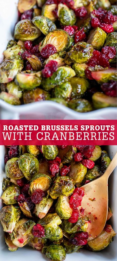 Brussel Sprouts Cranberries, Brussels Sprouts With Cranberries, Baked Brussel Sprouts, Balsamic Glaze Recipes, Roasted Brussels Sprouts, Roasted Brussel, Sprout Recipes, Brussels Sprouts Recipe, Holiday Side Dishes