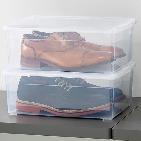 Our Clear Storage Box Cases | The Container Store Sweater Box, Shop Shoe, Closet Shoe Storage, Clear Storage, Plastic Storage Bins, The Container Store, Plastic Bins, Custom Closets, Men's Shoe