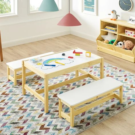 Classroom Wishlist, Kids Table Chair Set, Draw Color, Round Table And Chairs, Kids Activity Table, Table And Bench Set, Bench Set, Kids Table, Play Table