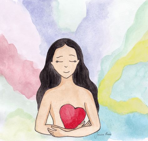 Spiritual Self Love Art, Love Yourself Illustration, Self Love Painting, Personal Growth Illustration, Self Love Watercolor, Illustration Self-esteem, Self Love Cute Illustration, Self Love Baby Self Love, Self Love Illustration Art Quotes