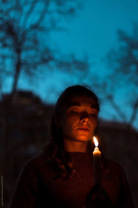 Candle light by Lucas Ottone - Flame, Luminous - Stocksy United Holding Candle Reference, Fire Lighting Reference, Portrait With Candle, Burn Letter, Candle Lighting Reference, Candle Light Reference, Candle Light Photoshoot, Candle Portrait Photography, Woman Holding Candle