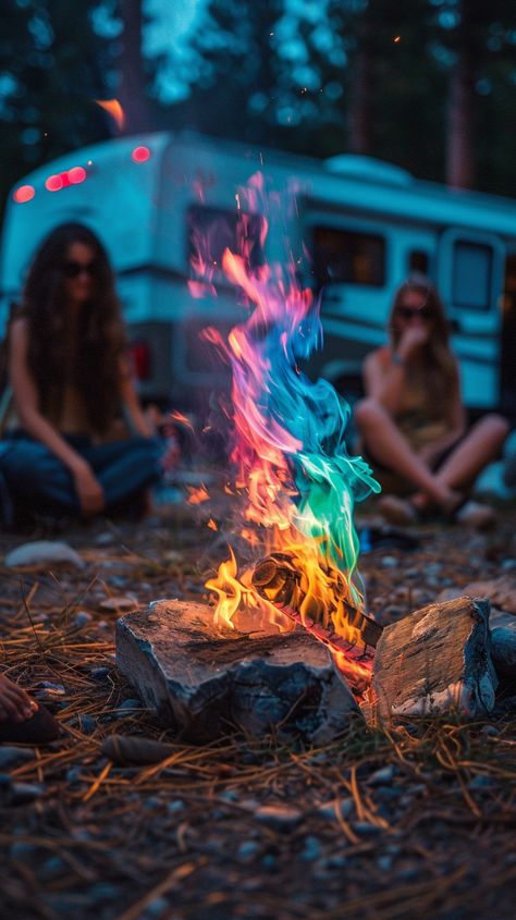 🔥✨ Elevate your camping game with a small, colorful bonfire that’s all about the aesthetic! Imagine sitting under the stars with friends, the night lit up by flames in vibrant hues. 🌈 Perfect for those summer outdoor vibes, this bonfire adds a touch of magic and style to your camping essentials. #AestheticCamping #SummerVibes #ColorfulBonfire #CampingGoals #OutdoorMagic Camping Aesthetic Summer, Bonfire Night Decorations, Camping Photography Friends, Summer Camping Aesthetic, Leah Core, Camping Goals, Fall Bingo, Campfire Fun, Guess The Anime