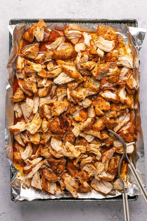 The BEST Spiced Shredded Chicken (Easy Oven Baked Recipe) Shredded Chicken How To, How To Cook Chicken To Shred, Shredded Chicken Bake, Shredded Chicken In Oven, Baked Shredded Chicken Recipes, Oven Baked Shredded Chicken, Shredded Chicken Oven, Shredded Chicken In The Oven, Cook Chicken For Shredding