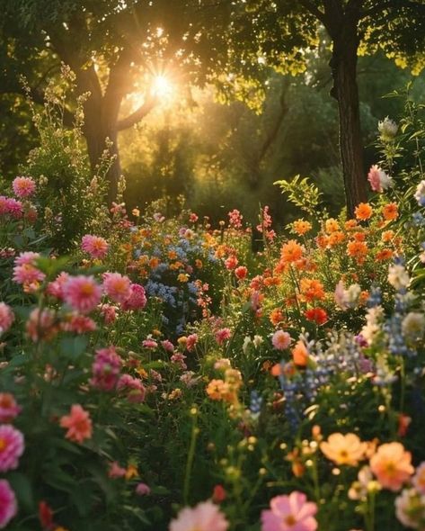 Flower Forest Aesthetic, Vintage Flower Field Aesthetic, Huge Flower Garden Aesthetic, Flower Field Cottagecore, Flower Field Mountains, Aesthetic Landscape, Summer Fairy, Cottagecore Aesthetic, Nature Themed