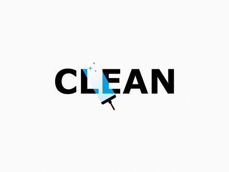 Clean by Yuri Kartashev on Dribbble Clean Logo Design Ideas, Detergent Logo Design Ideas, Clean Typography Design, Cleaning Logo Design Ideas, Cleaning Branding, Cleaning Logos, Cleaning Logo Design, Cleaning Service Logo, Clean Logo Design