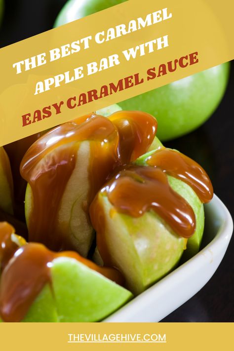 Here are the best must-haves for your caramel apple bar Caramel Apple Bar Set Up, Apple Carmel Bar, Caramel Apple Nacho Bar, Caramel Apple Bar Wedding, Carmel Apple Bar Set Up, Carmel Sauce For Apples, Carmel Apple Bar Halloween, Apple Bar Ideas, Apple Bar Recipes