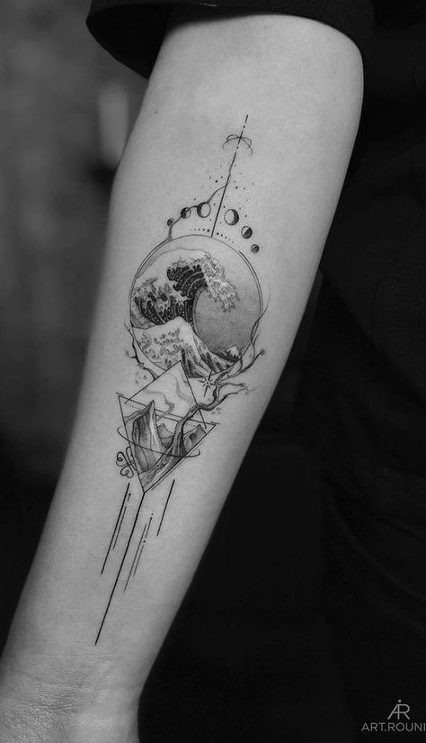 Rome Tattoo, Full Hand Tattoo, Earth Tattoo, Tattoo Filler, Tiger Tattoo Design, Sea Tattoo, Elements Tattoo, Jellyfish Tattoo, Geometry Tattoo