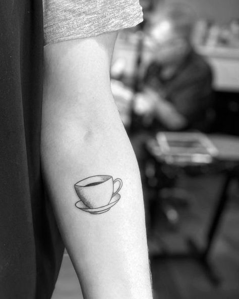 Cup Of Tea Tattoo, Coffee Cup Tattoo, Tea Tattoo, Teacup Tattoo, Grandma Tattoos, Cup Tattoo, Dandelion Tattoo, Coffee Tattoos, Explore Tattoo