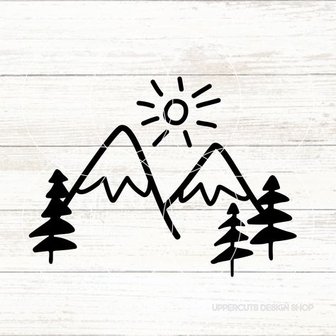 Mountain Svg Free, Simple Mountain Drawing, Diy Graphic Tee, Silhouette Nature, Mountains Graphic, Mountains Svg, Nature Svg, Upcycling Design, Minimalist Mountain