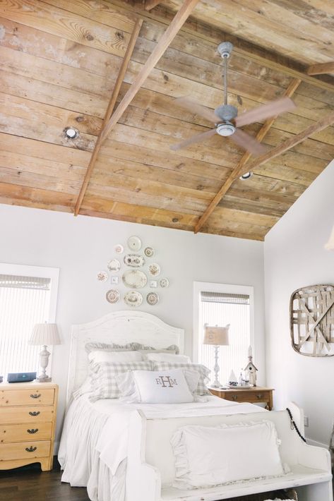 Reclaimed Wood Ceiling, Vintage Shutters, Add Character To Your Home, Laundry Room Doors, Laundry Room Sink, Garage Sale Finds, Laundry Room Inspiration, Wood Ceiling, Kitchen Ceiling