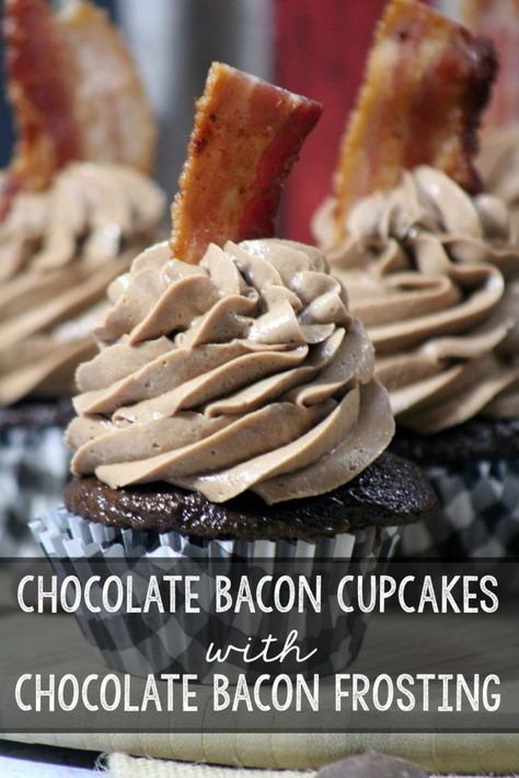 Bacon Cupcakes Recipe, Chocolate Covered Bacon, Homemade Cupcake Recipes, Salty Desserts, Bacon Cupcakes, Fun Cupcake Recipes, Coconut Dessert, Chocolate Bacon, Easy Cupcake Recipes