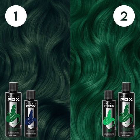 green hair colors, green hair mixes, hair inspo, trending green hair, forest green, swamp green, emerald green Arctic Fox Green, Deep Green Hair, Fox Hair Dye, Arctic Fox Hair Dye, Emerald Hair, Green Hair Dye, Blue Green Hair, Hair Doo, Split Dyed Hair