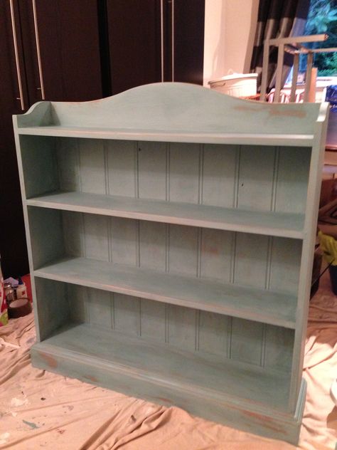 Bookshelf refurbished with Annie Sloan paint and clear wax. Going to top this with dark wax next. Book Shelf Refurbished, Finish Basement Ceiling, Basement Ceiling Options, Diy Insulation, Acoustic Ceiling Tiles, Resin Patio Furniture, Bathroom Improvements, Library Bookshelves, Upscale Furniture