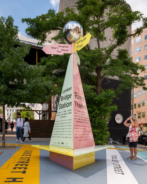 Tooley Street Triangle is a fun wayfinder for London Festival of Architecture Fun Signage, Architecture Series, Street Installation, London Buildings, Scale Map, Wayfinding Design, Public Space Design, Signage System, Wayfinding Signage