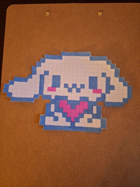 cinnamoroll pixel art made on graph paper Sanrio Cinnamoroll Pixel Art, Graphing Paper Art, Pixel Art On Graph Paper, Pixel Cinnamoroll, Bluey Pixel Art, Pink Markers, Graph Paper Art Easy, Pixel Art Sanrio, Sanrio Pixel Art