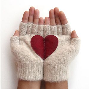 Heart Gloves Dark Gray Red by Yastikizi | Fab.com Heart Gloves, Gloves Design, Baby Cold, The Words, Fingerless Gloves, Arm Warmers, Style Me, Knit Crochet, Design Ideas