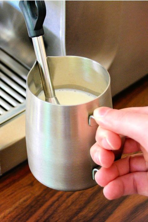 milk steaming wand with a milk pitcher underneath filled with milk foam Coffee Machine Recipes, Frother Recipes, How To Steam Milk, Steamed Milk At Home, Latte Art Tutorial, Diy Coffee Drinks, Steam Milk, How To Make Foam, Starting A Coffee Shop