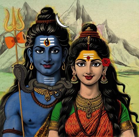 Shiv Parvati Pic Hd, Shiva Parvathi Photos, Shiv Parvati Pic, Shiv Parvati Images, Parvati Mahadev, Shiva The Destroyer, Shiv Parvati, Bengali Art, Mothers Day Images