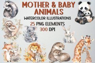 Introducing our "Cute Mother and Baby Animals Watercolor Clipart Set"! This adorable collection features hand-painted watercolor illustrations of various mother and baby animals, perfect for adding a ... Animals Icon, Zoo Drawing, Mother And Baby Animals, Unicorn Set, Illustration Clip Art, Animals Watercolor, Image Paper, Animal Icon, Watercolor Graphic