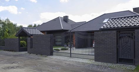 Exterior House Colors That Coordinate With a Grey Roof House Colors With Black Roof, Grey Brick Houses, Black Metal Roof, Exterior House Paint Color, Roof Ideas, Roof Paint, Black Roof, Exterior House Paint Color Combinations, Grey House