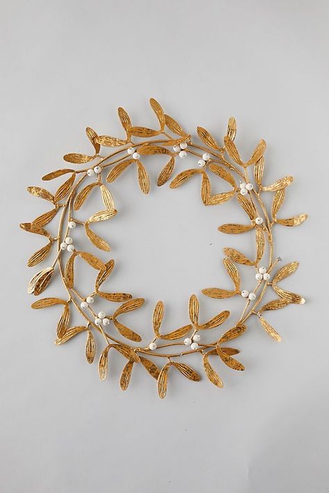 Christmas & Holiday Decor Finds – The Decor Diet Gold Metal Wreath, Mistletoe Wreath, Unique Holiday Decor, Metal Embossing, Christmas Tree Decor, Metal Wreath, Metal Crafts, Holiday Decor Christmas, Christmas Inspiration