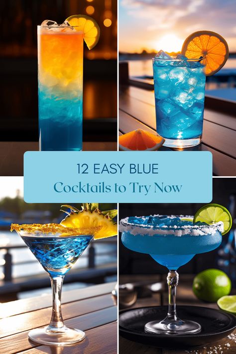 Discover a refreshing collection of blue cocktails including Blue Lagoon, Blue Margarita, Electric Lemonade, and more. Embrace the tropical goodness with these invigorating recipes! Blue And Yellow Alcoholic Drinks, Blue Lagoon Cocktail Recipe, Blue And Yellow Cocktail Drinks, Blue And Yellow Drinks, Mama Mia Inspired Cocktails, Blue Caraco Drinks Cocktail Recipes, Blue Lagoon Drink, Blue Cocktail Recipes, Blue Drinks Alcohol