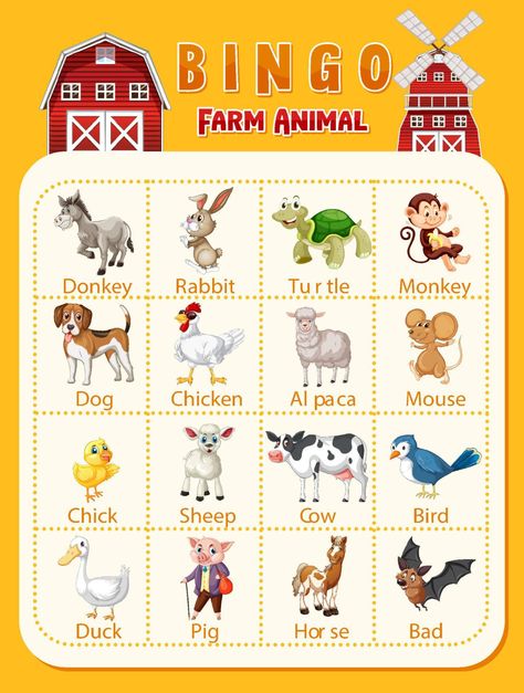 Bingo Farm animal worksheet Farm Animal Bingo Free Printable, Farm Bingo Free Printable, Animal Bingo Printable Free, Farm Animal Worksheet, Bingo Printable Free, Farm Activities Preschool, Farm Week, Maze Games For Kids, Printable Bingo Games