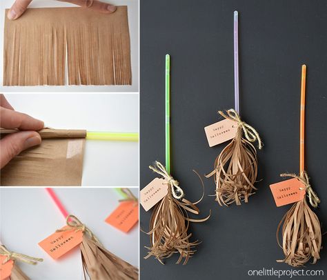 These glow stick broomsticks make a great favour for a Halloween party or even a Harry Potter party. They're cute, whimsical and have tons of character! Harry Potter Motto Party, Diy Harry Potter Crafts, Glow Stick Party, Casa Halloween, Harry Potter Theme Party, Swap Ideas, Festa Harry Potter, Girl Scout Swap, Anniversaire Harry Potter