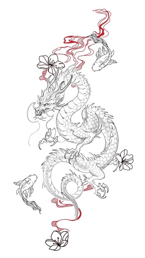 Chinese Dragon Tattoo, Chinese Dragon, Dragon Tattoo, Tattoos, Design