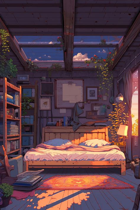 Bedroom Pics, Anime Bedroom, Lo-fi Aesthetic, Slice Of Life Anime, Kawaii Bedroom, Bedroom Drawing, Background Drawing, Anime Room, Lo Fi