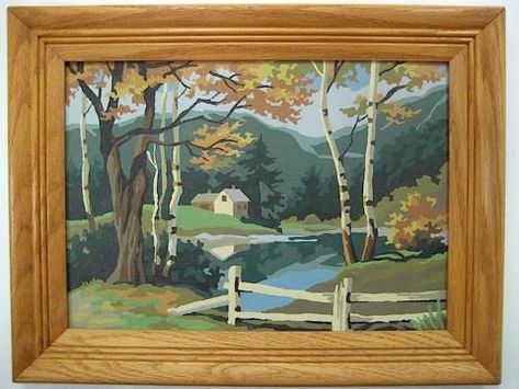 46V | Paint By Number Museum Vintage Cabin Decor, Matching Pictures, Landscape Vintage, Vintage Cabin, Camp Style, Cabin Style, Paint By Number Kits, Well Done, Vintage Artwork