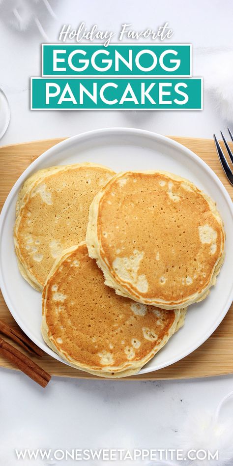 Eggnog Pancakes Eggnog Pancakes Easy, Eggnog Pancakes Recipe, Butternut Squash Side Dish, Eggnog Pancakes, Easy Eggnog, Gingerbread Pancakes, Freeze Pancakes, Flavored Pancakes, Pancake Syrup