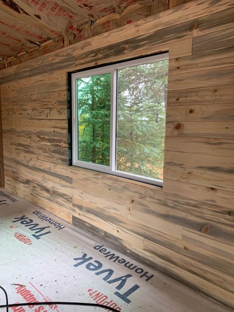 Tongue and groove blue pine walls Blue Pine Walls, Renovating House, Log Home Kitchen, Beetle Kill Pine, Tongue And Groove Walls, Three Season Porch, Cabin Getaway, Tongue And Groove Ceiling, Blue Pine