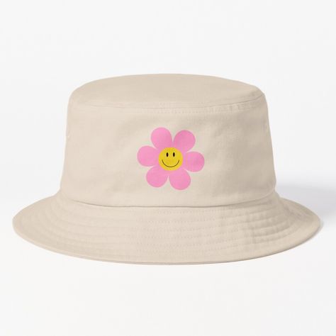 Get my art printed on awesome products. Support me at Redbubble #RBandME: https://www.redbubble.com/i/bucket-hat/Flower-Smiley-Smiling-Modern-Cute-flowers-Pastel-by-mirtoth/125940236.51XZU?asc=u Purple Bucket Hat, Green Bucket Hat, Flower Bucket Hat, Pink Bicycle, Pink Umbrella, Bucket Hat Design, Pastel Designs, Flower Bucket, Flower Hats