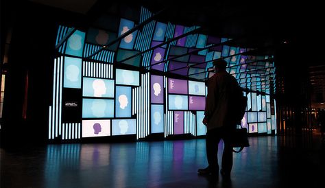 La Critique: For this multi-screen exhibit about art criticism in Place des Arts, the studio collaborated with artists and writers Art Criticism, Multi Screen, Grand Foyer, Screened In Patio, Interactive Installation, Video Wall, Video Installation, Digital Signage, Stage Design