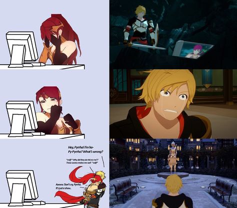 Rwby Jaune, Rwby Pyrrha, Pyrrha Nikos, Rwby Funny, Rwby Volume, Rwby Memes, Rwby Ships, Rwby Characters, Rwby Comic