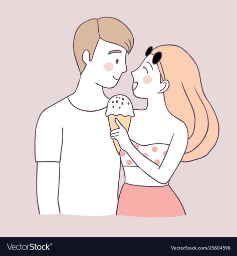 Couple Eating Ice Cream, Ice Cream Doodle, Couple Eating, Eating Ice, Summer Couples, Eating Ice Cream, Cartoon Cute, Png Images, Adobe Illustrator