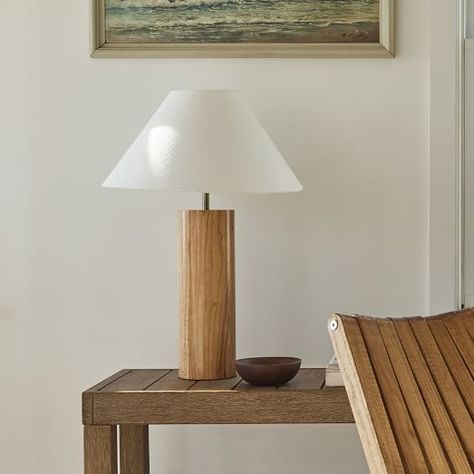 Contemporary Bedside Lamps, Wood Column, Column Table, Wood Columns, Wooden Table Lamps, Stylish Curtains, Table Lamp Wood, Table Lamp Sets, Wood Lamps