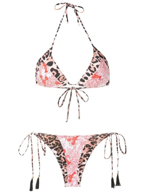 multicolour stretch-design mix print tassel detail Bikini top: removable pads triangle cup halterneck tie fastening rear tie fastening Bikini bottoms: triangle shape low-rise side tie fastening Be mindful to try on swimwear over your own garments. Swimsuit Inspo, Trendy Bikinis, Beach Fits, Be Mindful, Cute Bathing Suits, Summer Bikinis, Cute Swimsuits, Summer Suits, Cute Bikinis