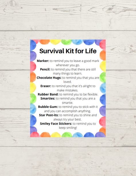 Summer Survival Kit For Students, Friends Survival Kit, Back To School Survival Kit For Students, Survival Kits For Coworkers, New Year Survival Kit, Funny Survival Kit Ideas, Survival Kit For Life, Survival Kit Ideas, Survivor Kit