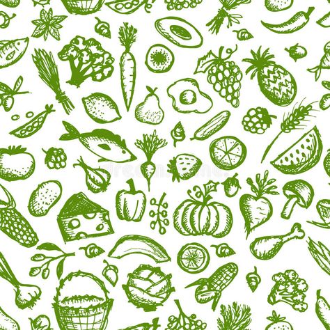 Healthy food seamless pattern, sketch for your. Design. This is file of EPS8 for #Sponsored , #PAID, #paid, #food, #pattern, #file, #seamless Food At Night, Healthy Food Logo, Vegetable Diet, Foods For Healthy Skin, Pattern Sketch, Healthy Food Recipes Clean Eating, Food Patterns, Drawing Cat, Food Backgrounds