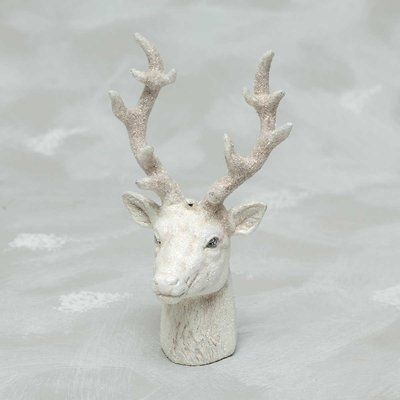 Ceramic Deer Head, Clay Deer, Trendy Crafts, Deer Ceramic, Ceramic Deer, Sparkle Ball, White Deer, Diy Ceramic, Star Tree Topper