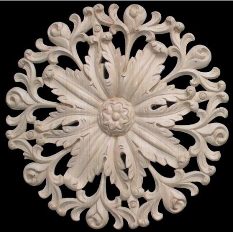 FLR-25:Fret Acanthus Rosette Flower Woodcarving Ideas, Rosette Flower, Acanthus Leaves, Wood Knobs, White Ash, Acanthus Leaf, Wood Carvings, American Walnut, French Furniture