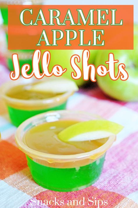 Thanksgiving Shots, Caramel Apple Jello Shots, Apple Jello Shots, Shots Alcohol Recipes, Jello Pudding Shots, Fun Drinks Alcohol, Fall Cocktails Recipes, Pudding Shots, Jello Shot Recipes